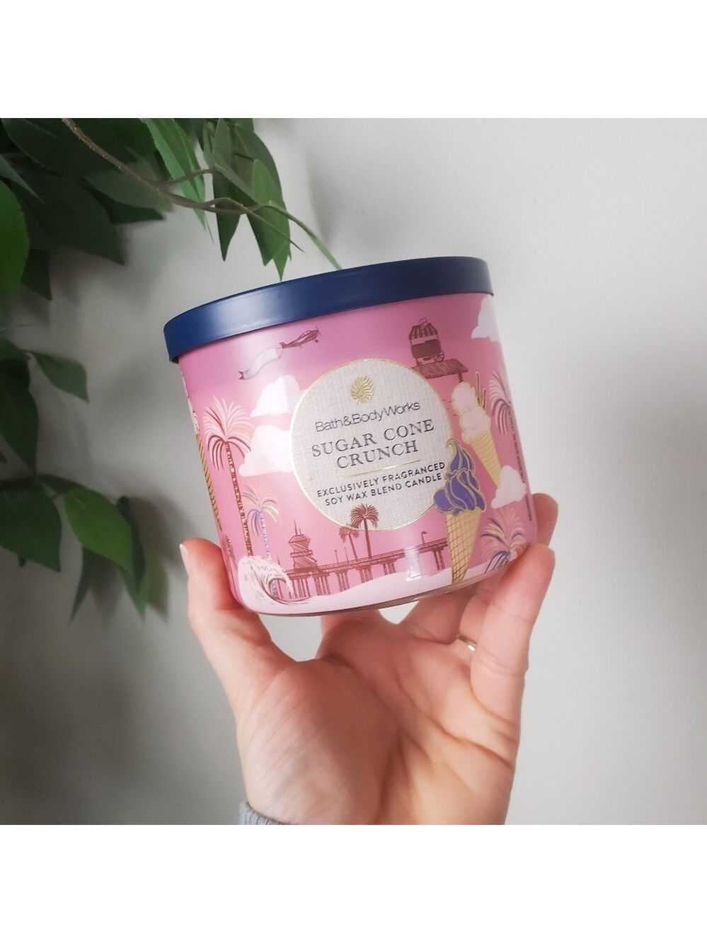 Bath and Body Works BBW Sugar Cone Crunch 3 Wick Candle NEW